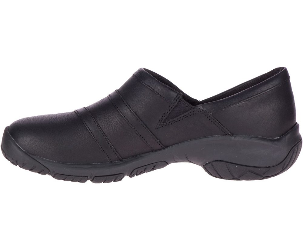 Merrell Slip Ons Black - Encore Moc 4 Leather Wide Width - Womens 72PHFBJZX